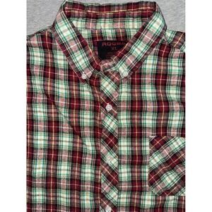 RQQBA Mens Regular Fit Red Green Plaid Shirt XL Outdoor 90s Western Very Soft